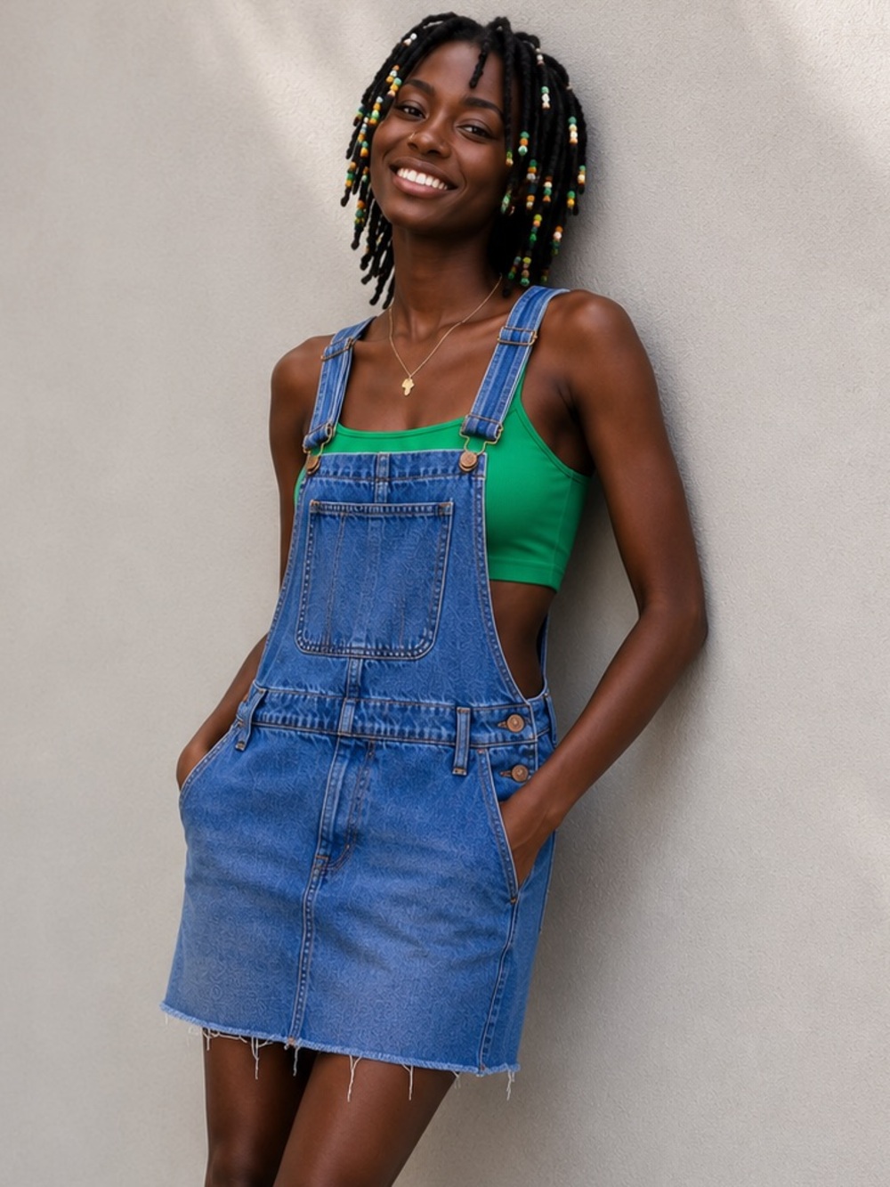 Madewell Denim Overall Dress - Frayed Raw Hem Blue 100% Cotton - Size 4